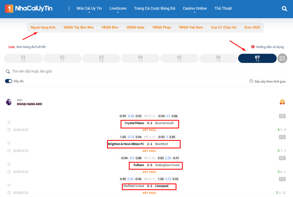Hướng dẫn cách cập nhật kết quả bóng đá